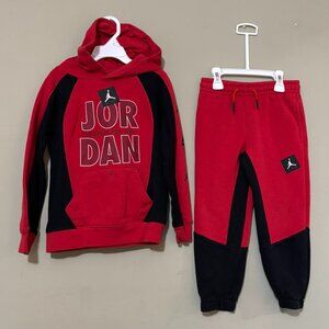 Jordan Boys Red & Black Hoodie Sweatshirt Jogger Sweatpants Outfit Set Small 4-5